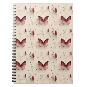 Vintage Spring Flowers & Blush Butterfly Notebook