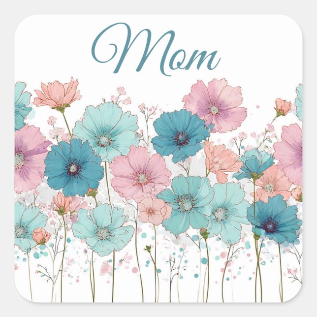 Vintage Spring Flowers for Mom Square Sticker (Front)