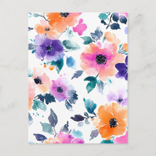 Vintage Spring Garden Watercolor Floral Announcement Postcard