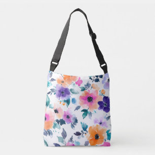 Vintage Spring Garden Watercolor Floral Crossbody Bag