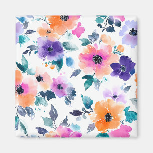 Vintage Spring Garden Watercolor Floral Magnet