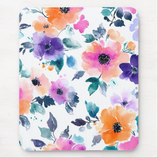 Vintage Spring Garden Watercolor Floral Mouse Pad