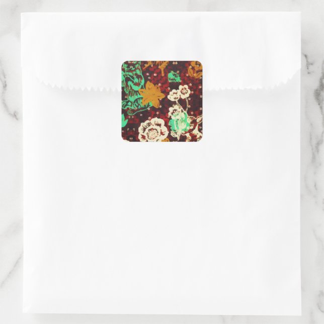 Vintage Spring Greenery Garden Rabbit Flowers Square Sticker (Bag)
