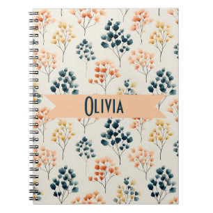 Vintage Spring Orange and Green Botanical Name Notebook