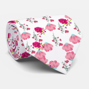 VIntage Spring Pink Floral print Pattern Tie