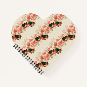 Vintage Spring Pink Flowers with Butterflies Notebook