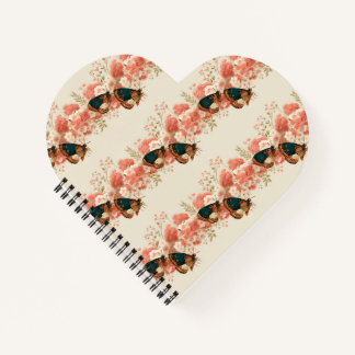 Vintage Spring Pink Flowers with Butterflies Notebook