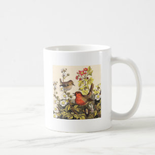 Vintage Spring Robin Songbirds Botanical Floral Coffee Mug
