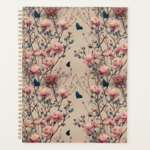 Vintage Spring Roses with Blue Butterflies Planner