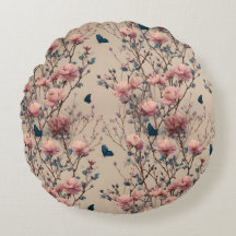 Vintage Spring Roses with Blue Butterflies