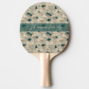 Vintage Spring Wildflowers & Butterfly for Family Ping Pong Paddle