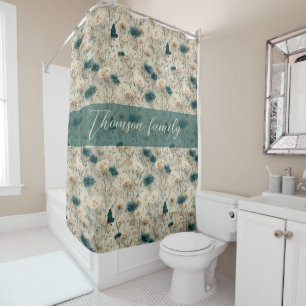 Vintage Spring Wildflowers & Butterfly for Family Shower Curtain