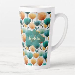 Vintage Spring Yellow and Green Floral Latte Mug