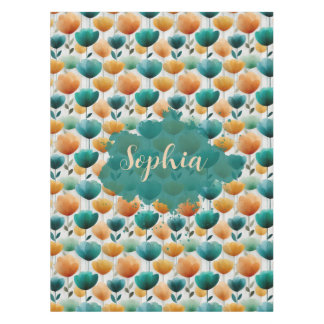 Vintage Spring Yellow and Green Floral Tablecloth