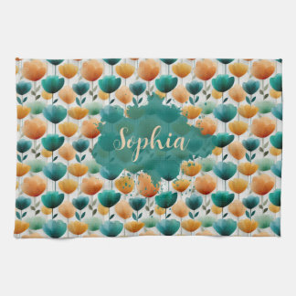 Vintage Spring Yellow and Green Floral Tea Towel