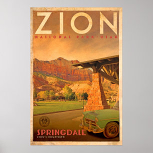 Vintage Springdale Zion's Hometown Travel Poster