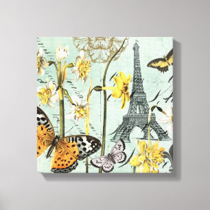 Vintage Springtime in Paris stretched canvas