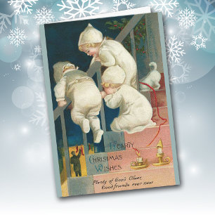 Vintage Spying Kids Christmas Card