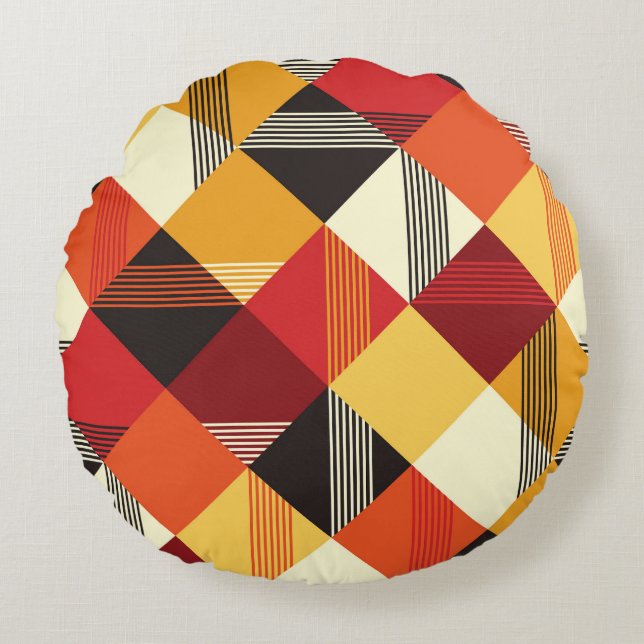 Vintage Squares: Simple Striped Seamless. Round Cushion (Front)