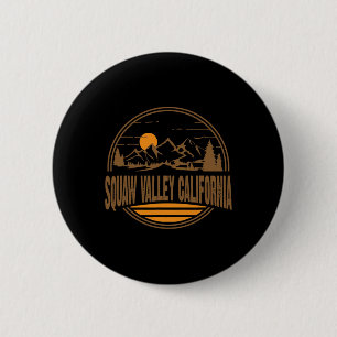 Vintage Squaw Valley California Mountain Hiking Pr 6 Cm Round Badge