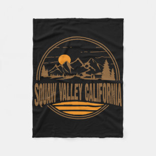 Vintage Squaw Valley California Mountain Hiking Pr Fleece Blanket