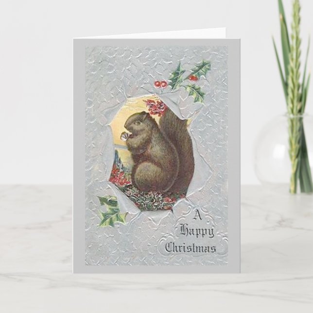 Vintage Squirrel Christmas Card (Front)