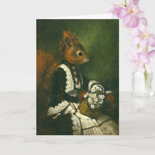 Vintage Squirrel Lady Greetings Card