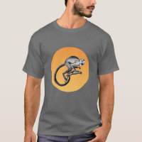 Vintage Squirrel Monkey Drawing and Stylised Sun
