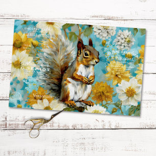 Vintage Squirrel Rustic Floral Decoupage Tissue Paper
