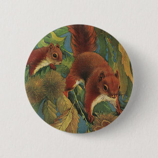 Vintage Squirrels, Forest Creatures, Wild Animals 6 Cm Round Badge
