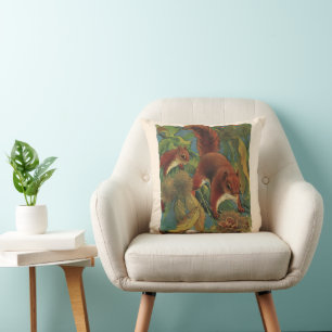 Vintage Squirrels, Forest Creatures, Wild Animals Cushion