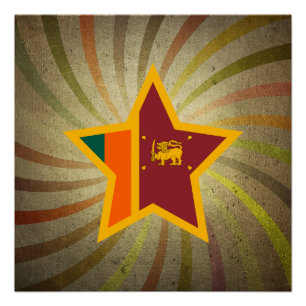Vintage Sri Lankan Flag Swirl Poster