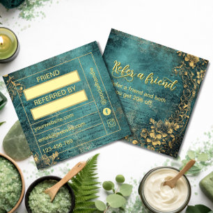 Vintage sript Emerald Green Gold and Black  Loyalty Card