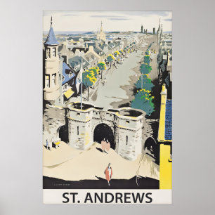 Vintage St Andrews Scotland Travel Poster Historic