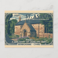 Vintage St Asaph Wales Travel Poster - Wales