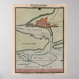 Vintage St Augustine FL Map (1802) Poster