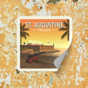 Vintage St. Augustine Florida Square Sticker