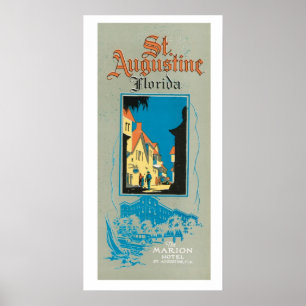 Vintage St. Augustine Florida Travel Ad Art Poster