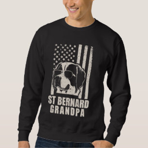 Vintage St Bernard Grandpa American Flag Funny Fat Sweatshirt