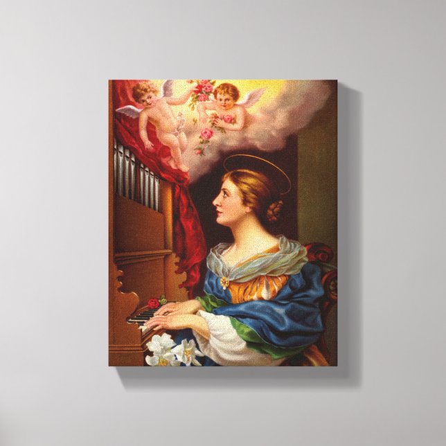 Vintage St. Cecilia with Angels Musician Canvas Print (Front)