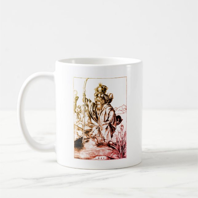 Vintage St. Christopher Renaissance Art Catholic  Coffee Mug (Left)