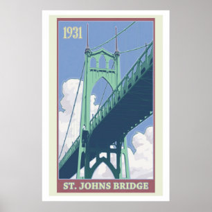 Vintage St. Johns Bridge Travel Poster
