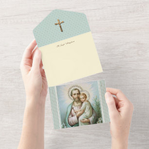 Vintage St. Joseph Jesus  Religious Scripture      All In One Invitation