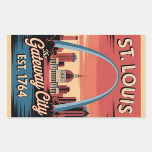 Vintage St. Louis Missouri Retro Travel Poster Rectangular Sticker