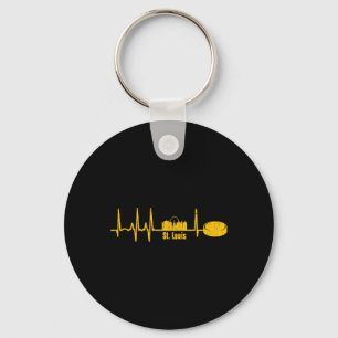 Vintage St. Louis Missouri Skyline Heartbeat Hocke Key Ring