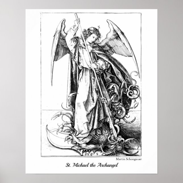 Vintage St. Michael the Archangel Adult Colouring Poster (Front)