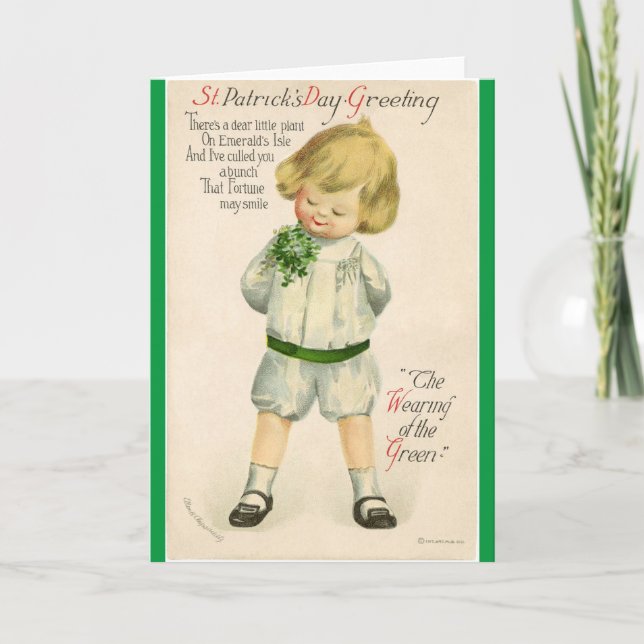 Vintage St Patrick greetings cute little blonde Card (Front)