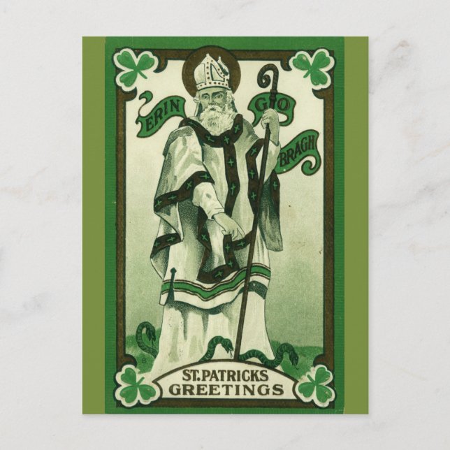 Vintage St Patrick Greetings Postcard (Front)