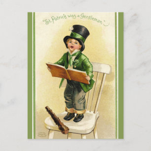 Vintage St Patrick's Day Child Singing Postcard