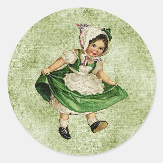 Vintage St Patrick's Day Classic Round Sticker (Front)